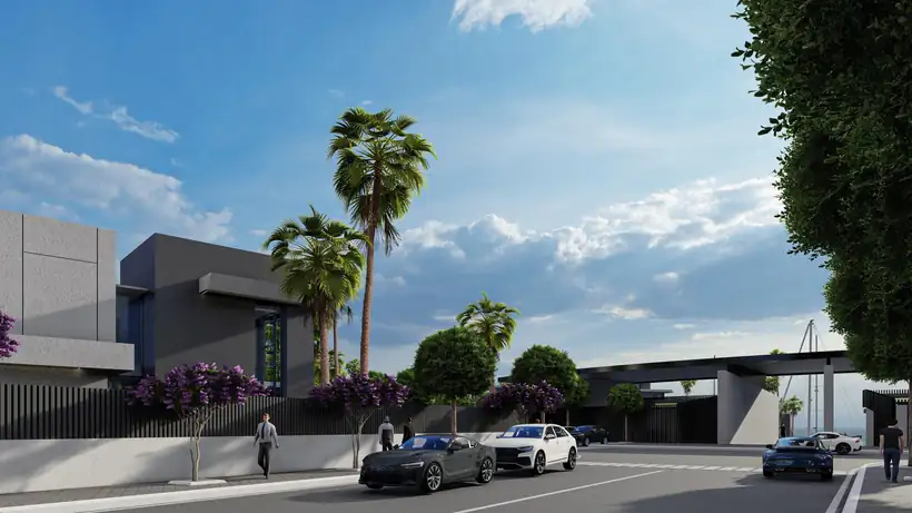 L'entrée du yacht club depuis l'avenue